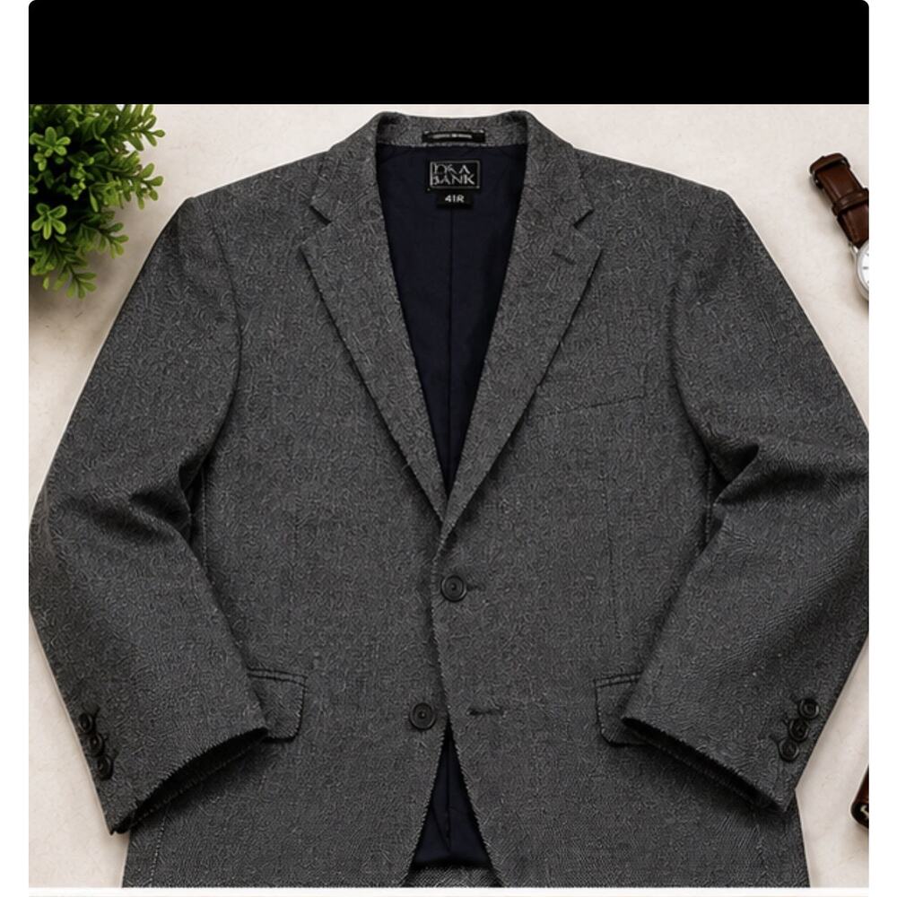 Jos. A. Bank Gray Textured Sport Coat Blazer Men’s 41R Wool Blend